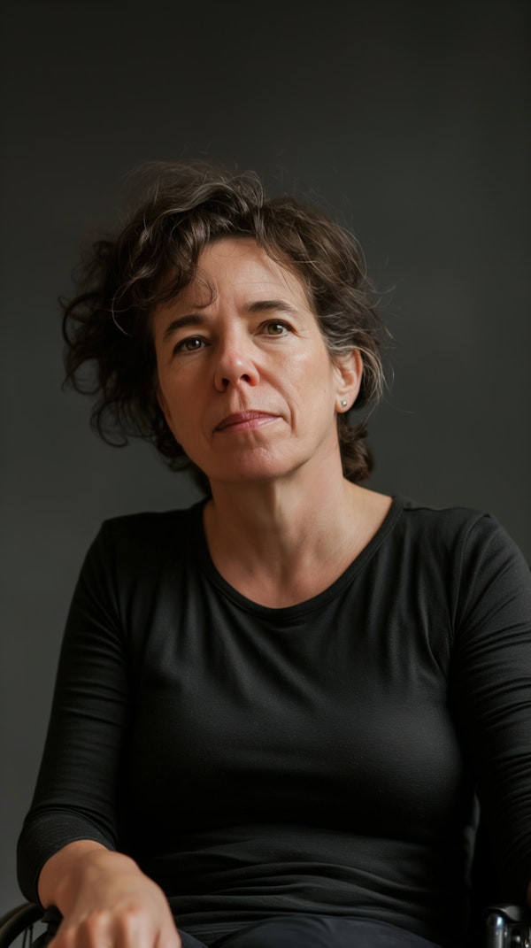 Contemplative Woman in Black Shirt