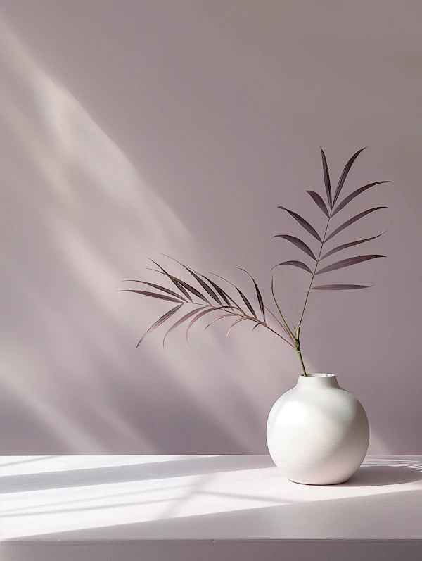 Minimalist Vase with Palm Fronds