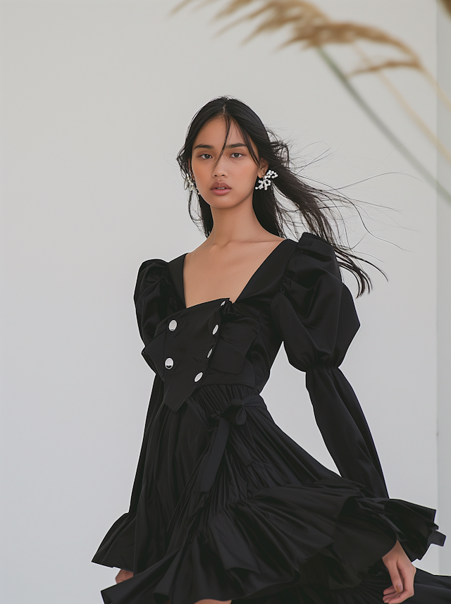 Elegant Woman in Black Dress