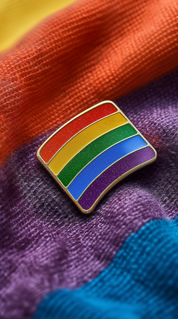 LGBTQ+ Pride Pin on Colorful Background