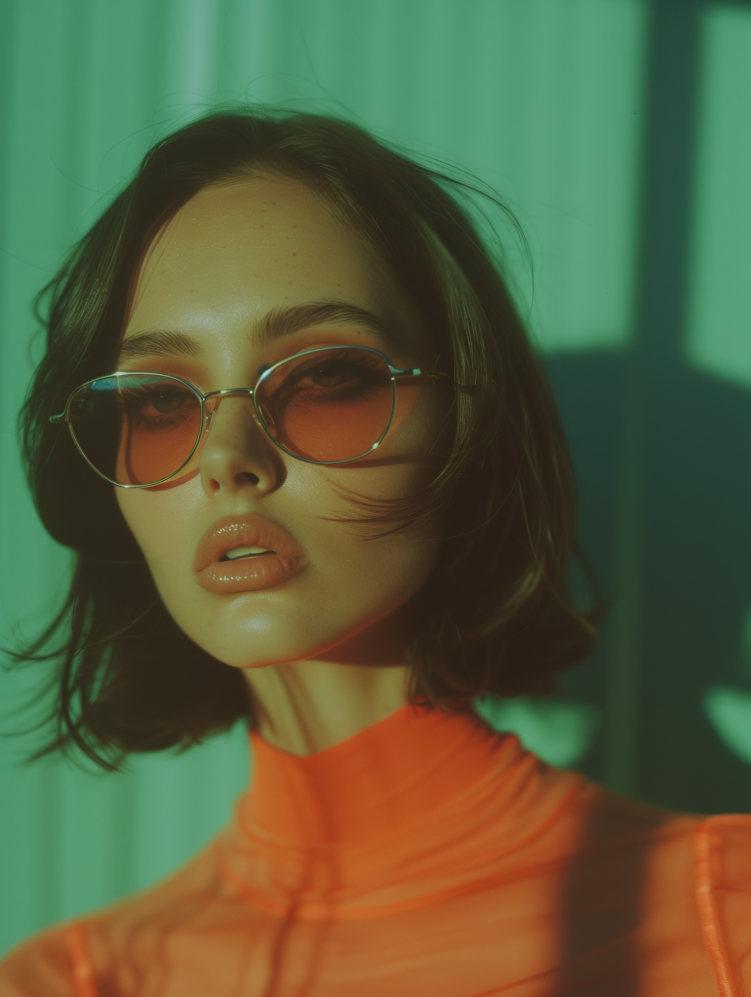 Enigmatic Portrait of Young Woman with Sunglasses