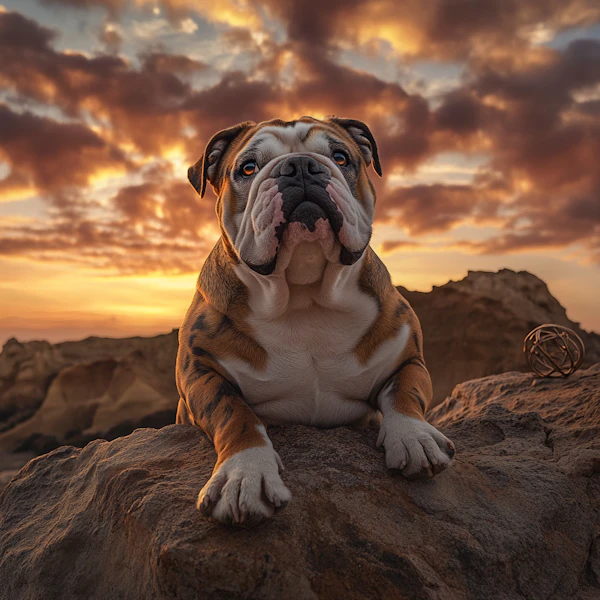 Bulldog at Sunset