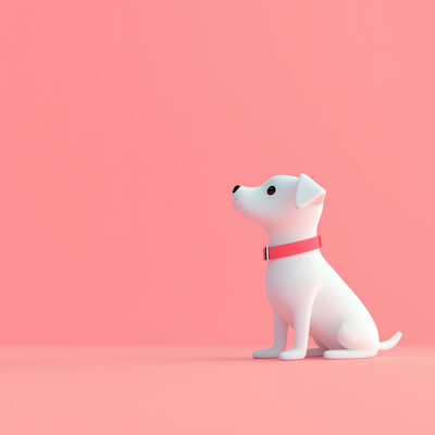 Stylized 3D Illustration of Small Dog