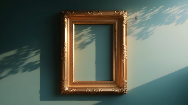 Golden Frame on Teal Wall