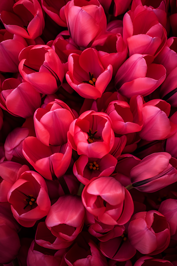 Lush Pink Tulip Cluster Macro