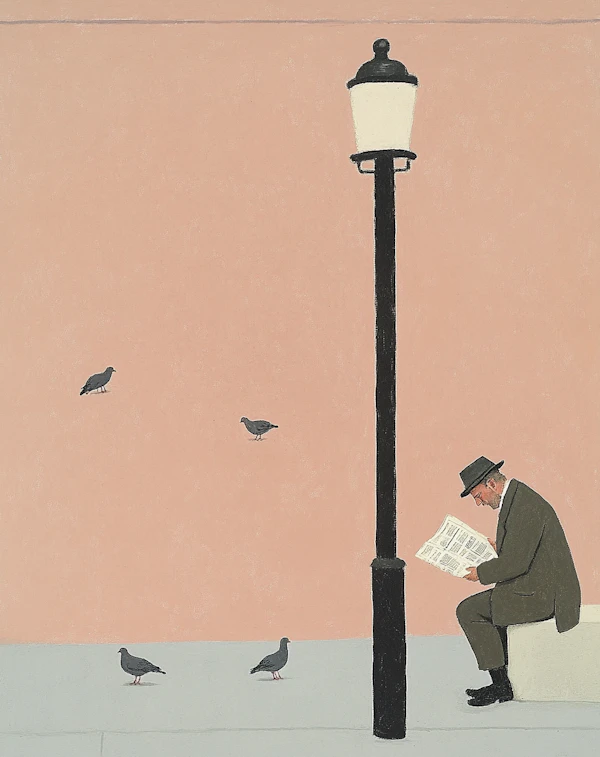 Man Reading on Bench