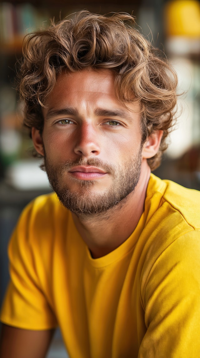 Contemplative Young Man in Yellow