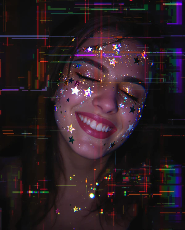Whimsical Glitter Portrait