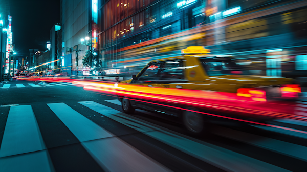 Nighttime Velocity: Yellow Taxi in Urban Motion