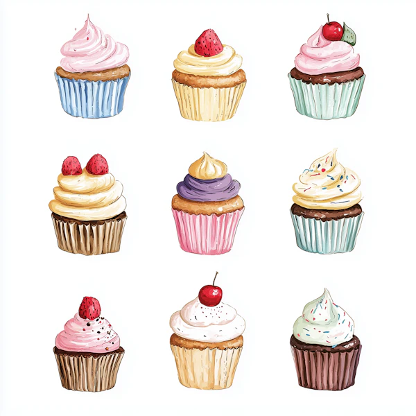 Colorful Cupcake Grid
