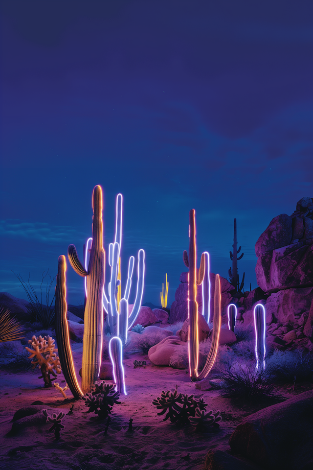 Neon-Lit Desert Night