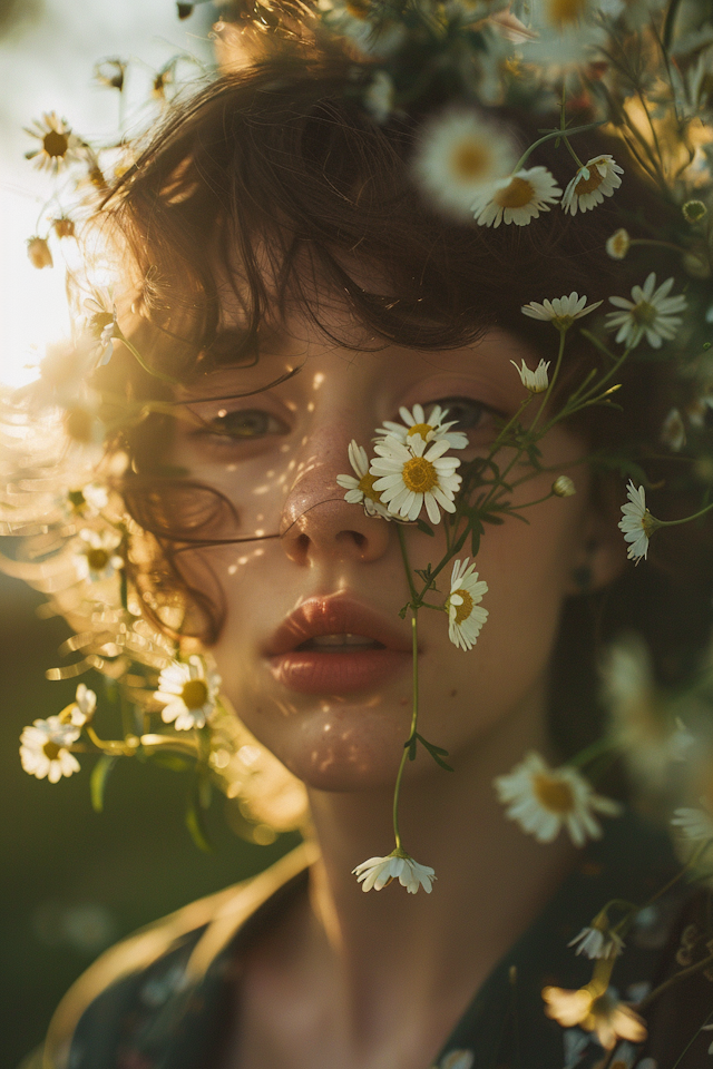 Serene Daisy-Framed Portrait