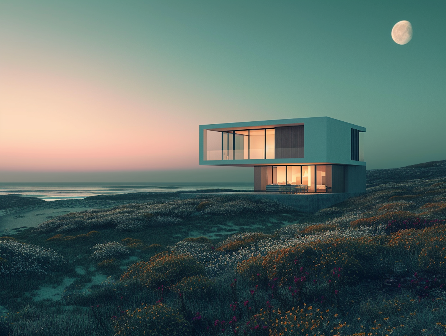 Twilight Serenity at Coastal Modern Home