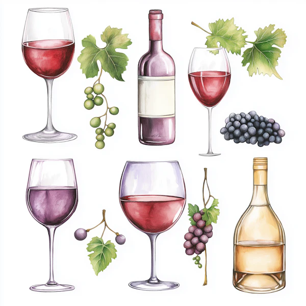 Wine and Grapes Art