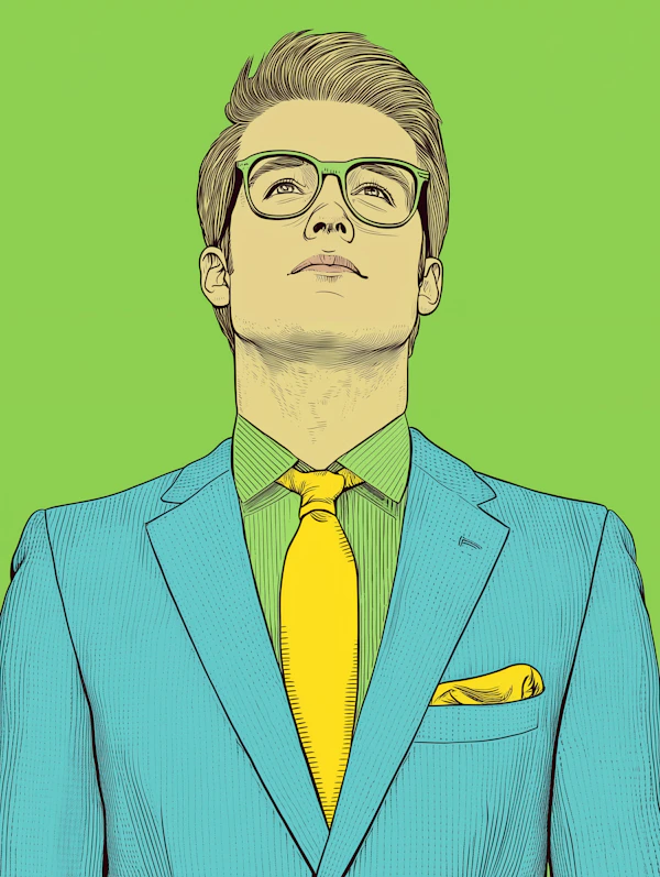 Stylized Portrait in Blue Suit