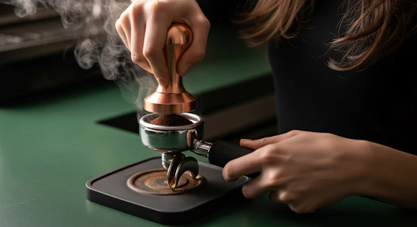 Coffee Tamping Close-Up