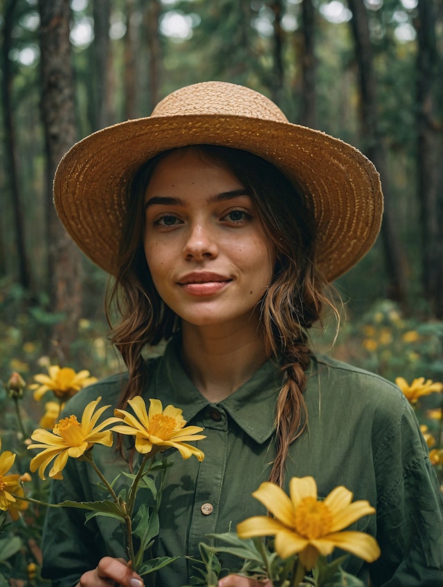 Woman in Flower Field