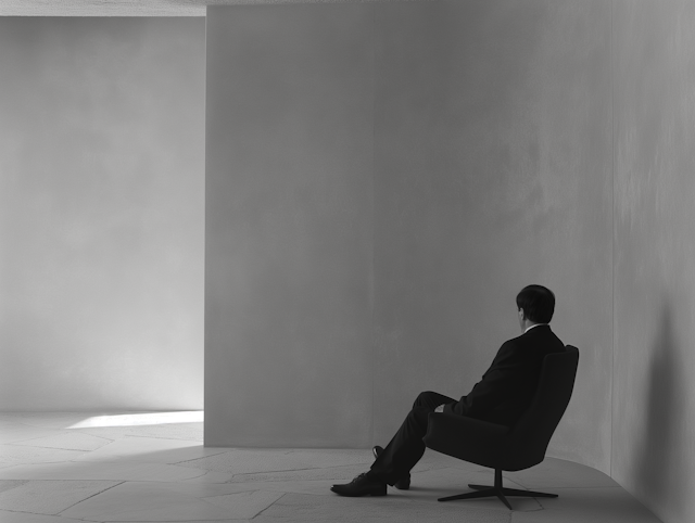 Contemplative Figure in Minimalist Space