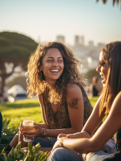 Sunlit Laughter: A Candid Moment of Joy and Friendship