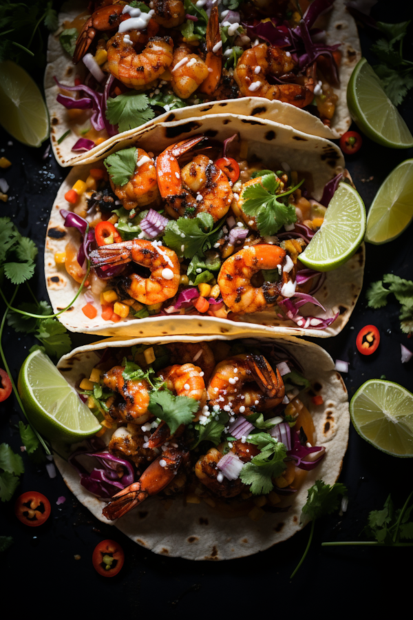 Gourmet Grilled Shrimp Tacos with Fresh Herbs and Spicy Drizzle