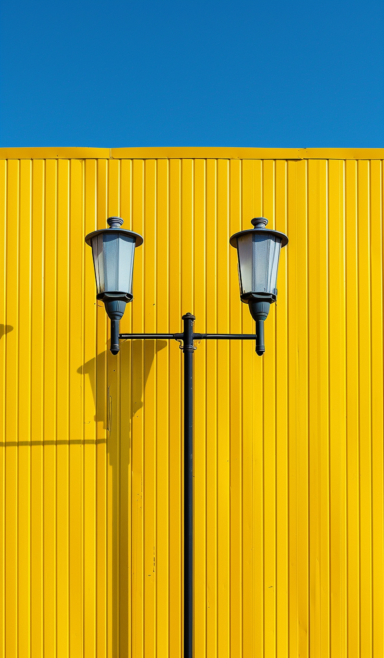 Minimalist Street Lamps Against Yellow Wall