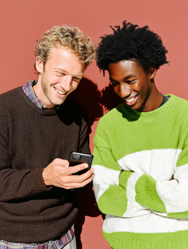 Two Friends with Phone