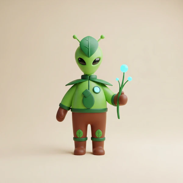 Alien with Glowing Flower
