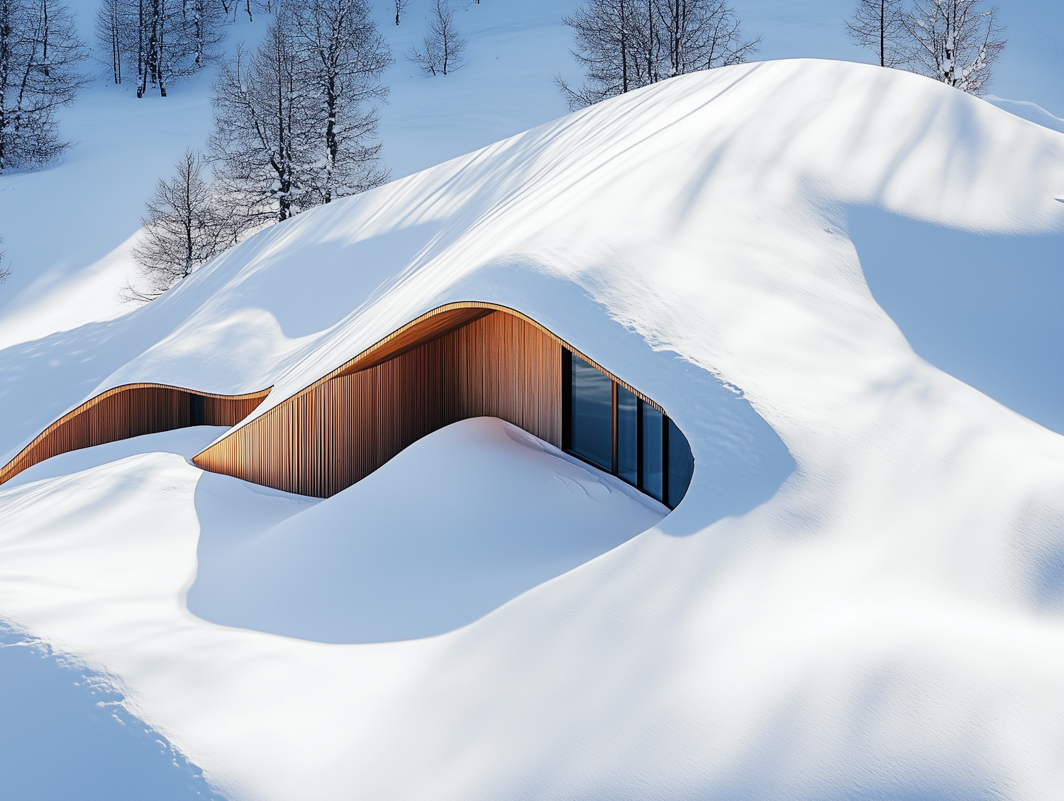 Modern Architectural Structure in Snowy Landscape