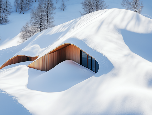 Modern Architectural Structure in Snowy Landscape