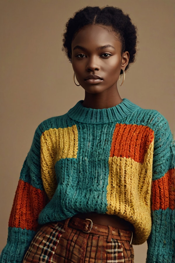 Colorful Knitted Sweater Portrait