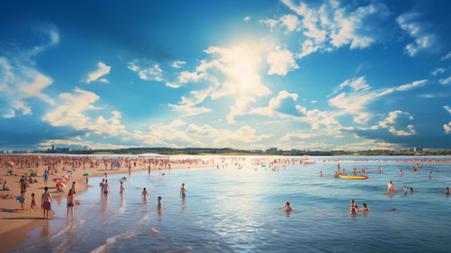 Bustling Summer Beachscape