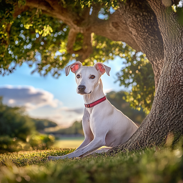 Dog Under Tree