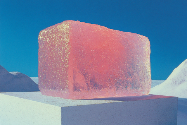 Translucent Pink Block on Pedestal