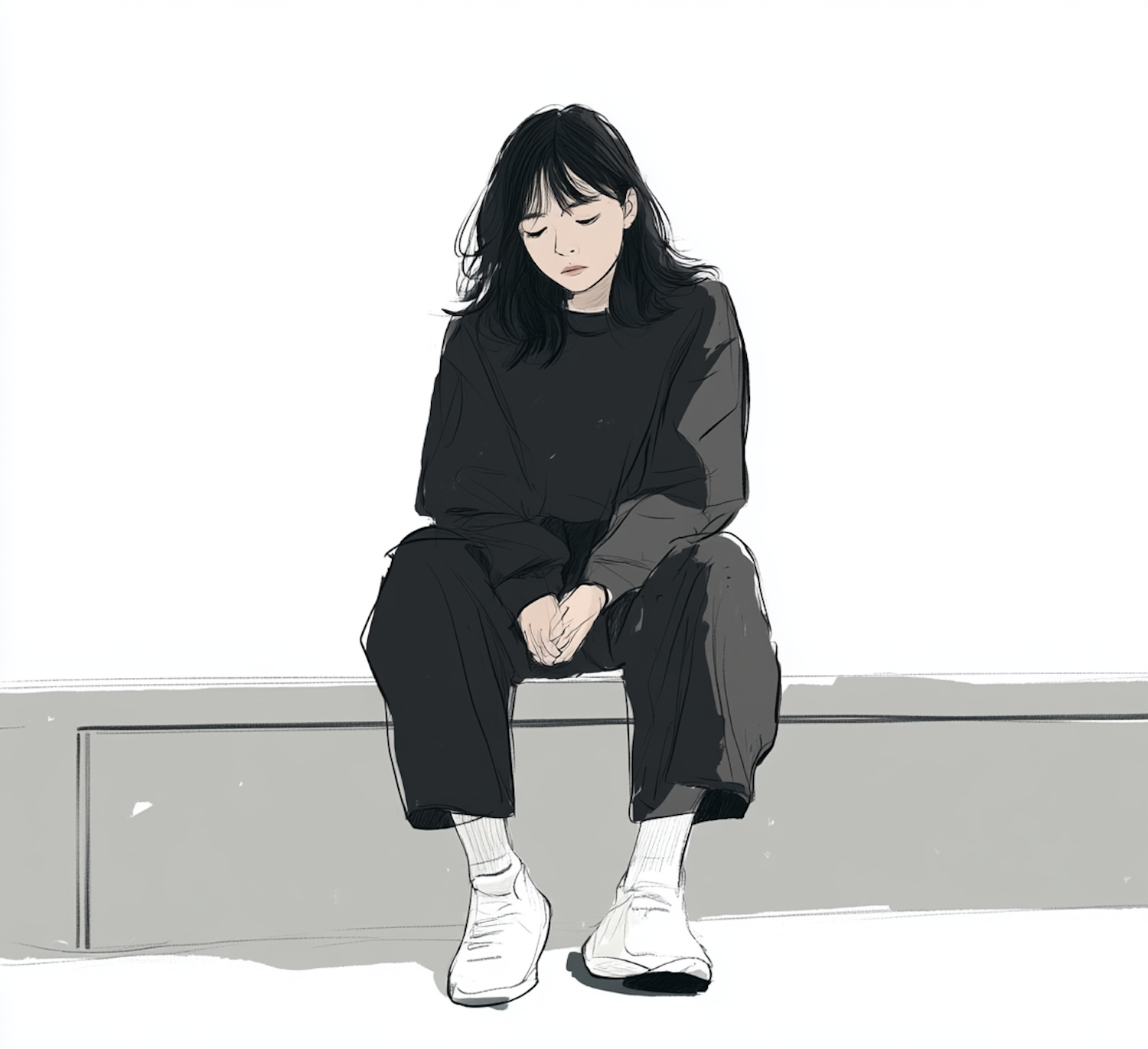 Contemplative Young Woman in Minimalist Style