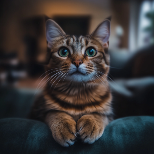 Close-up of a Cat with Green Eyes