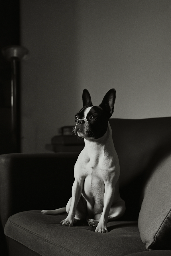 Elegant Boston Terrier in Monochrome