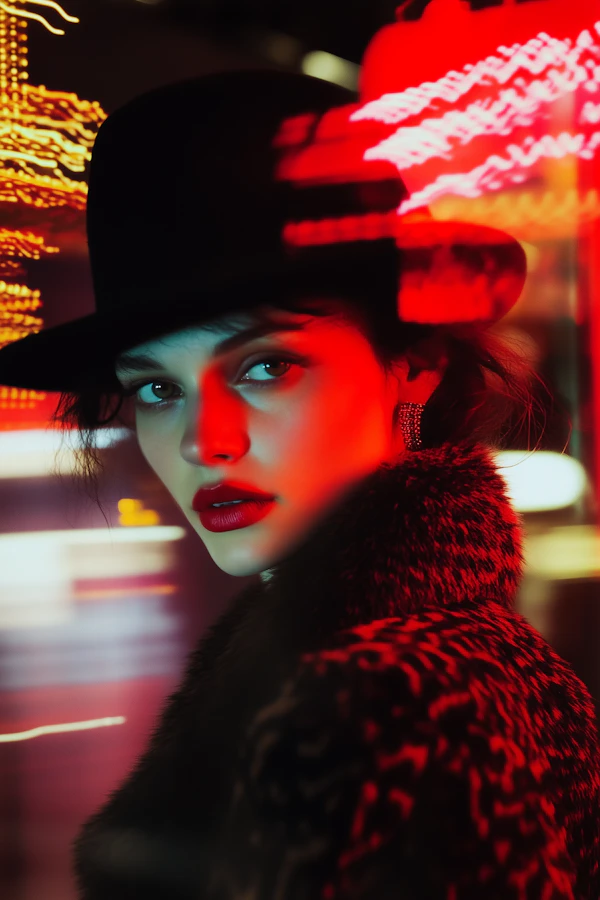 Woman in Neon Lights