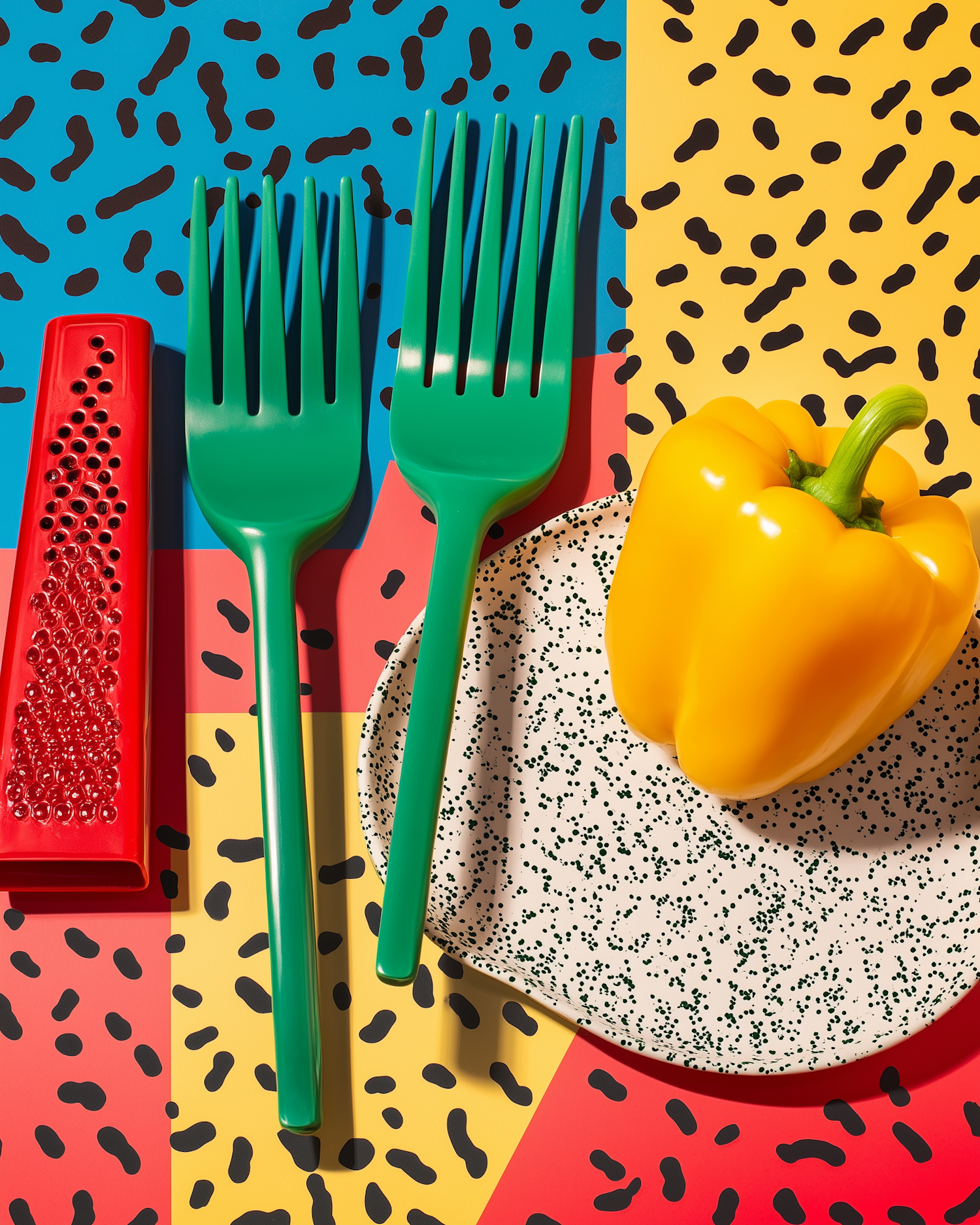 Colorful Arrangement with Forks and Bell Pepper