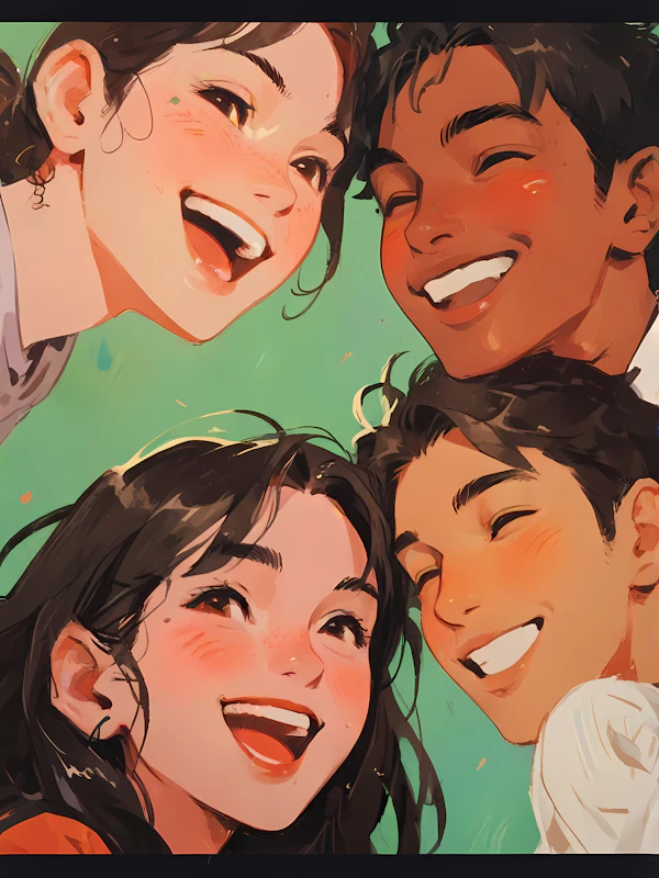 Cheerful Group Illustration