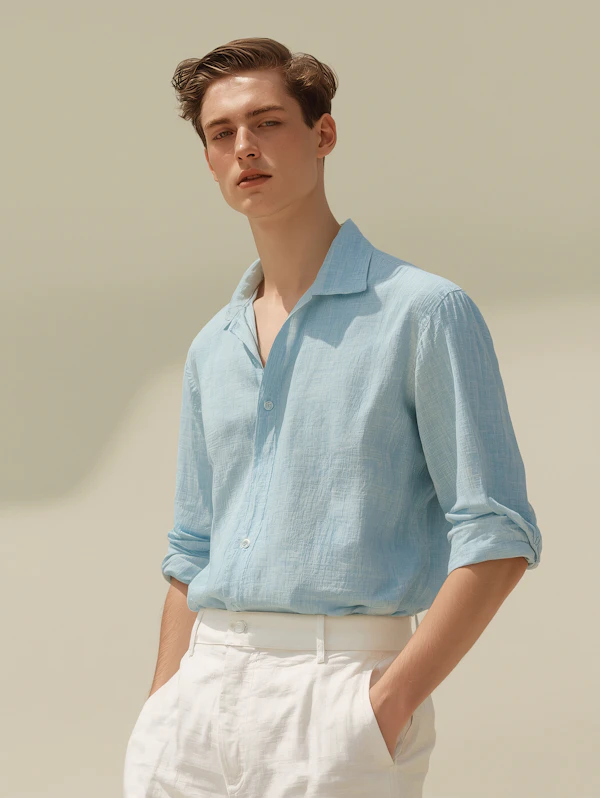 Man in Light Blue Shirt