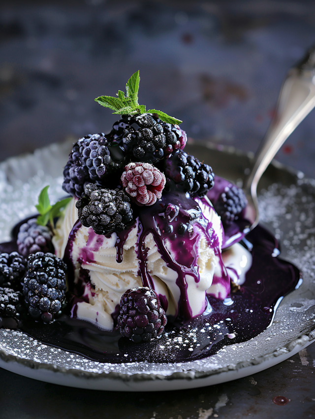 Fresh Berry Vanilla Ice Cream Dessert