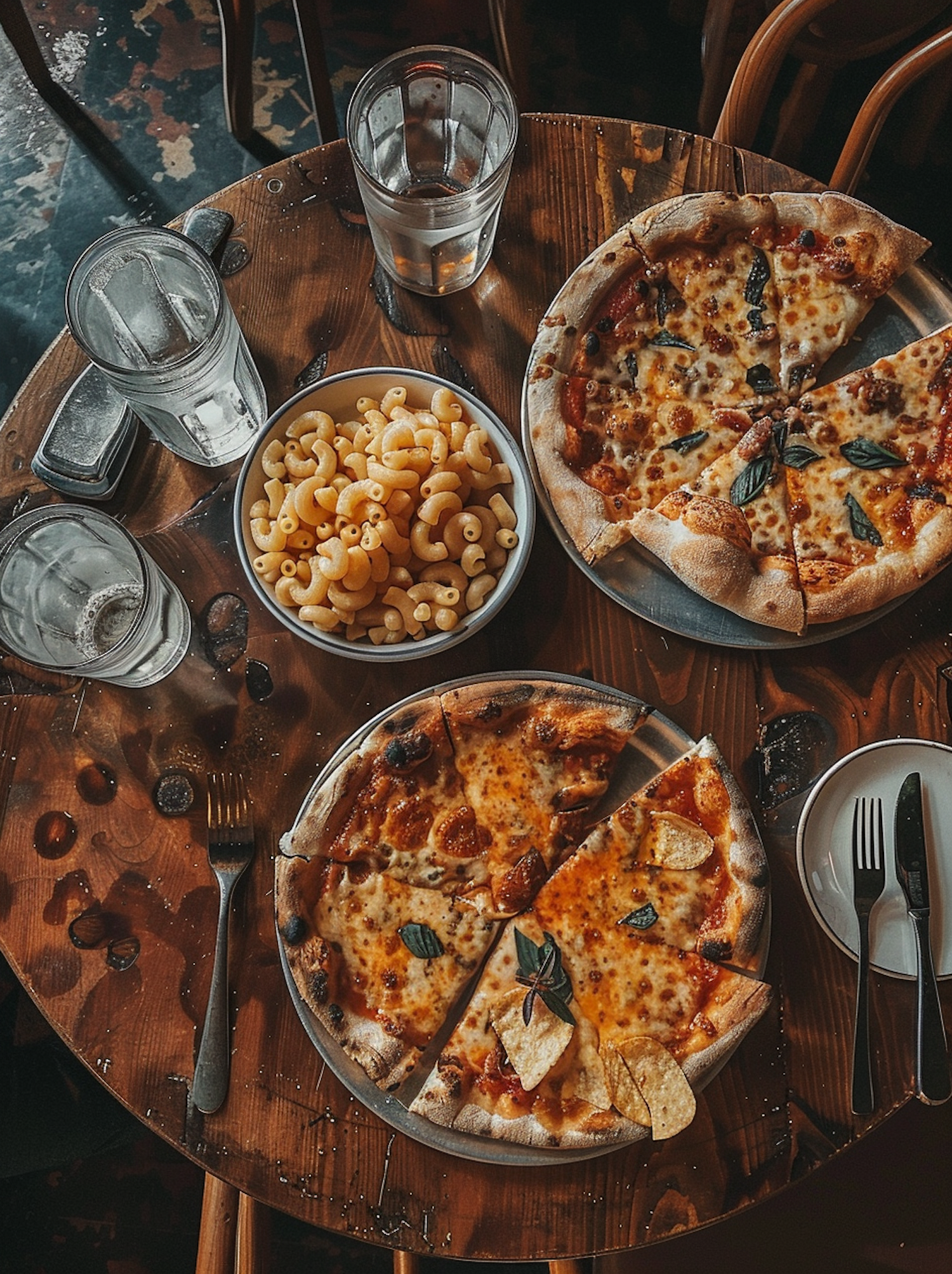 Cozy Dining Scene with Rustic Table and Food