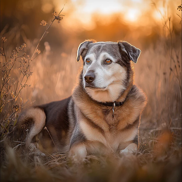 Dog in Golden Field