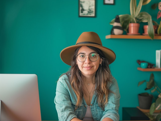 Woman at a Desk with Laptop