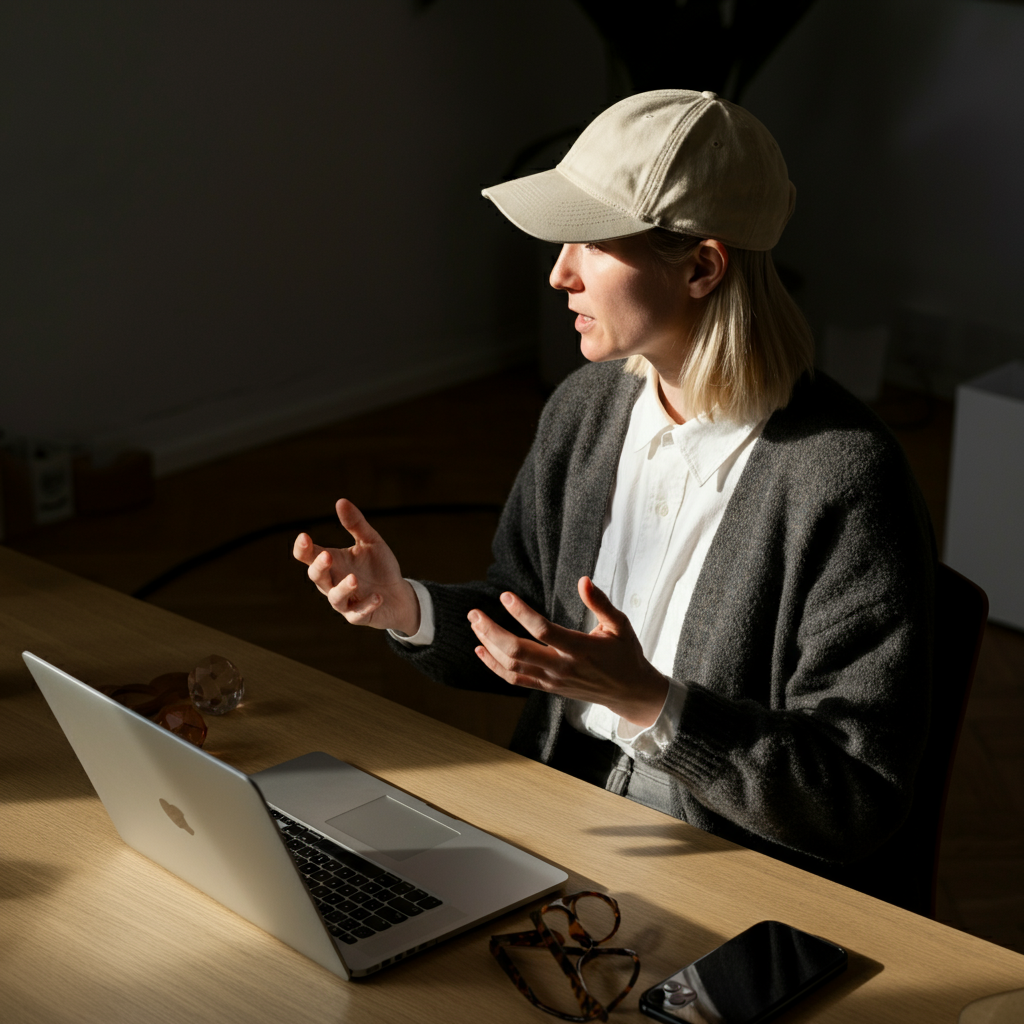 Person at Wooden Table