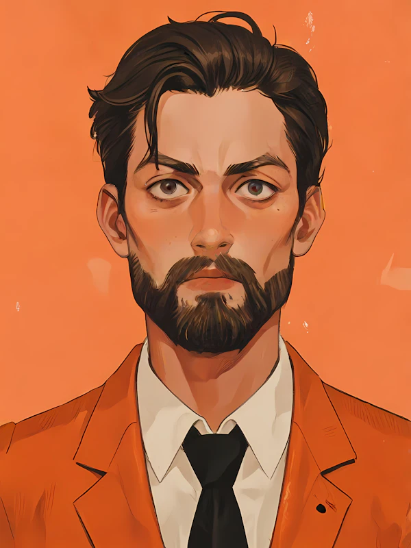 Stylized Man in Orange Suit