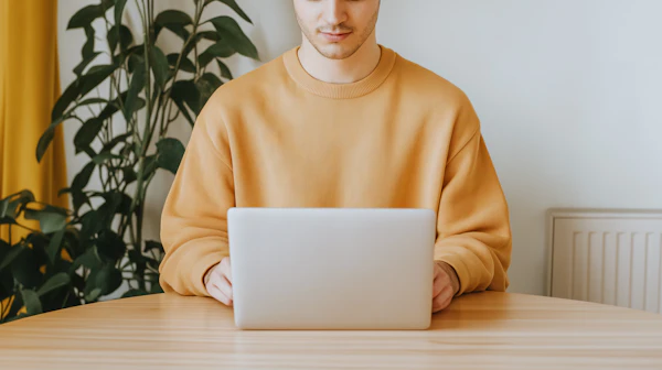 Man Working at Laptop