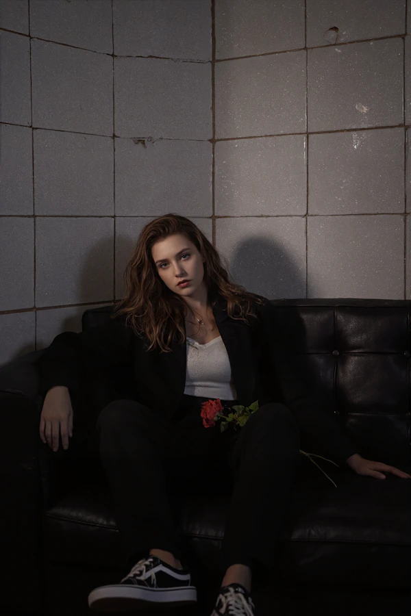 Contemplative Woman with Rose
