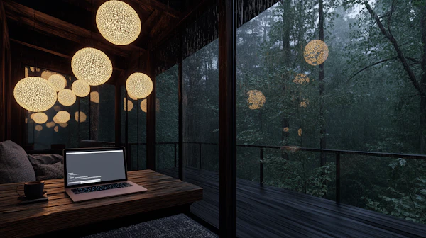 Cozy Minimalist Interior with Pendant Lights