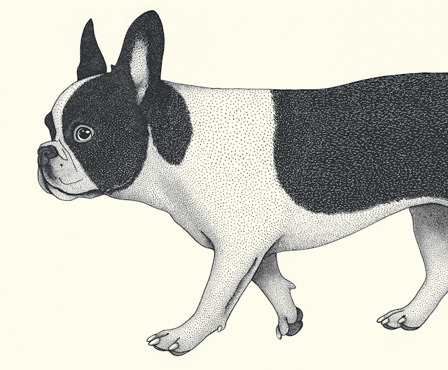 French Bulldog Stippling Illustration